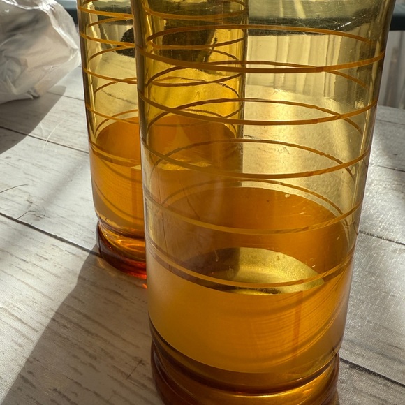 Vintage Golden Amber Glass Tumbler Set - Picture 2 of 3